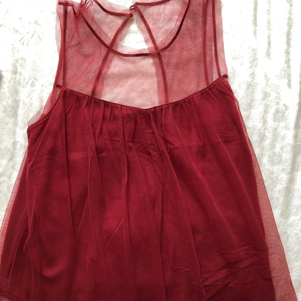 Wine Red/Burgundy Sheer Top from Hollister